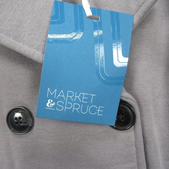 NWT Market & Spruce Gray Double Breasted Pea Coat - Picture 4 of 5